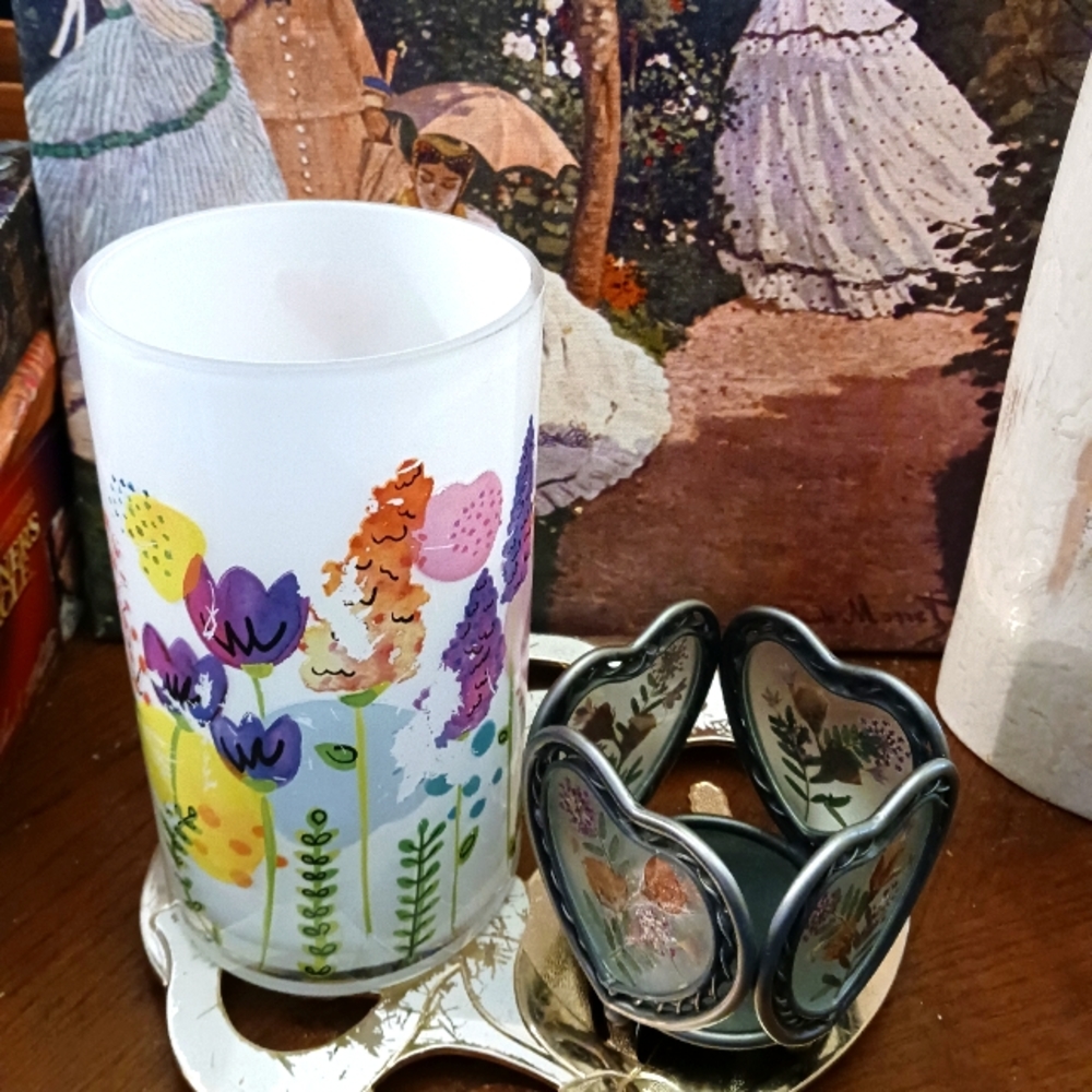 💐🌹1 Pro Flowers Vintage Glass Vase,🌼🌸 💐1 Glass&Metal Tealight Holder. 🌠